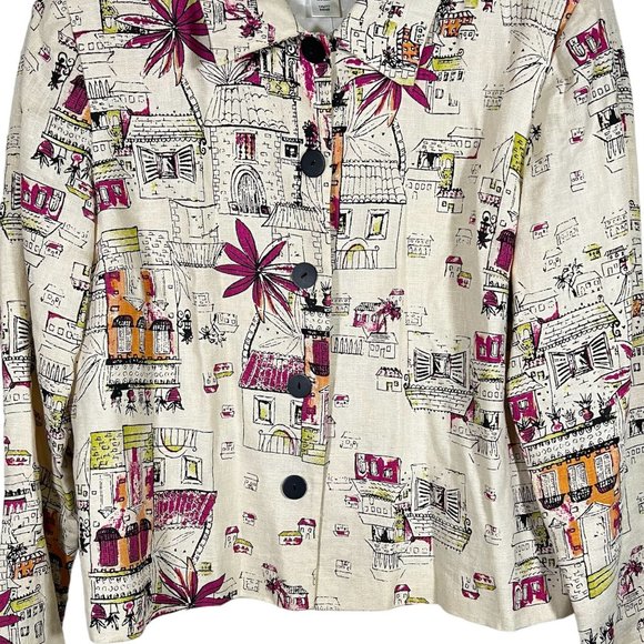 Coldwater Creek - Women's Size L - Tan Button-up Blazer Sketch Art Print - Picture 3 of 10